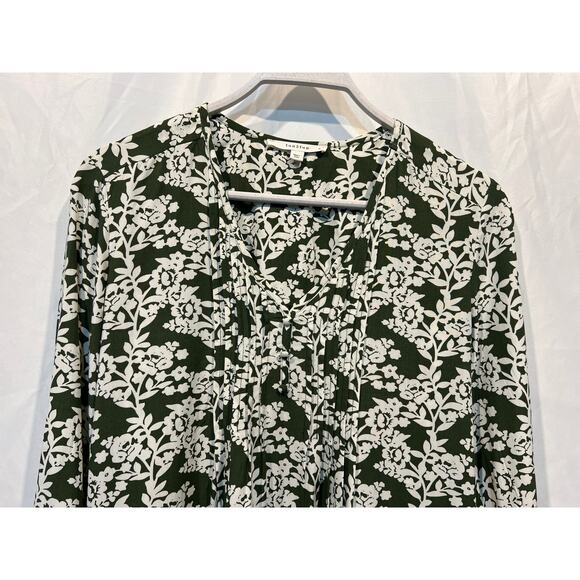 Fun2Fun Top Womens Size Small Floral V-Neck Popover Blouse Green White NEW - Picture 4 of 12
